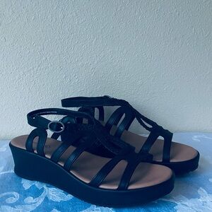 BareTraps Black Strappy Wedge Sandals